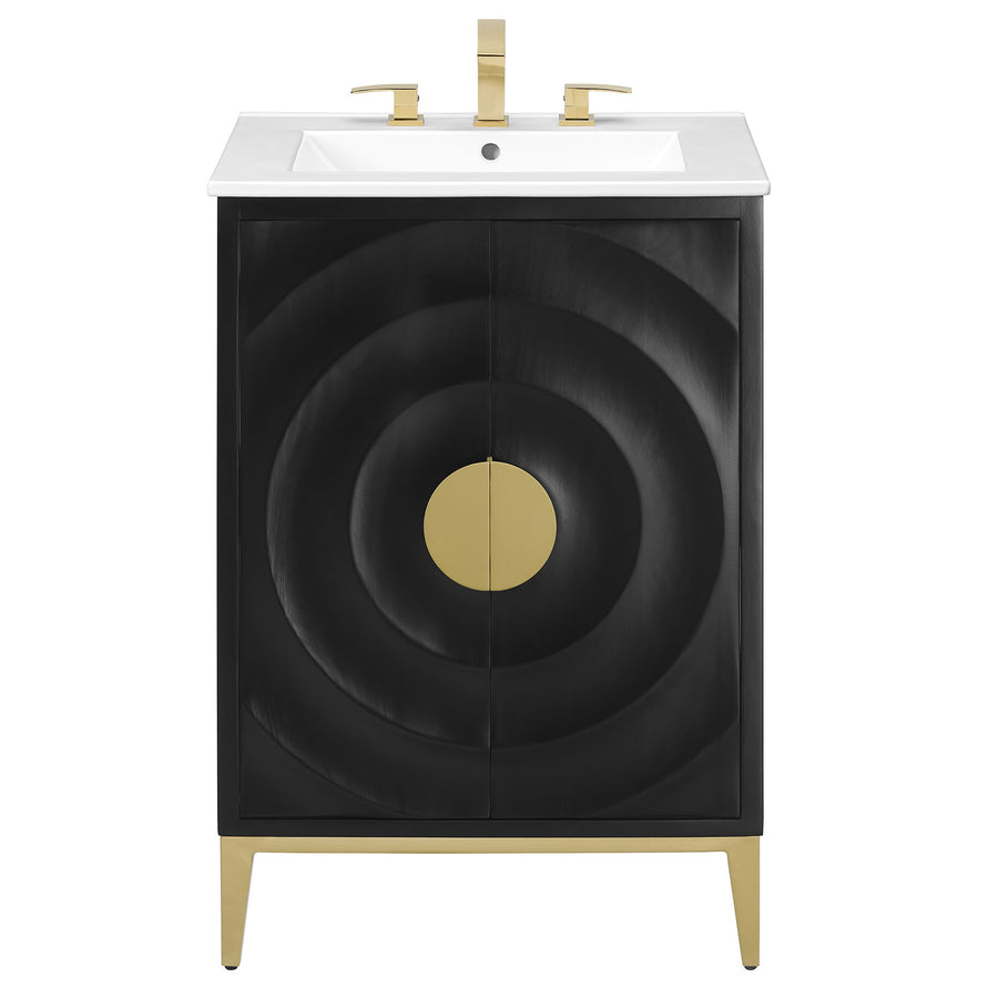 Cane 24" Wood Bathroom Vanity with Basin in White Black