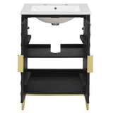Cane 24" Wood Bathroom Vanity with Basin in White Black