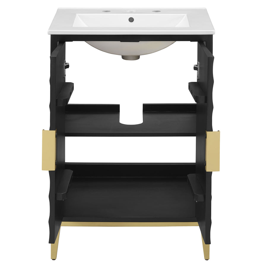 Cane 24" Wood Bathroom Vanity with Basin in White Black