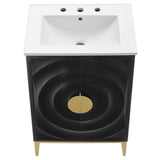 Cane 24" Wood Bathroom Vanity with Basin in White Black