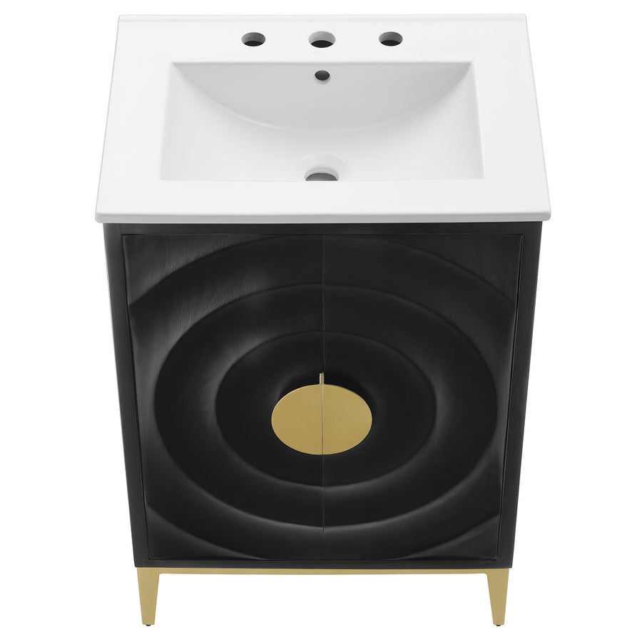 Cane 24" Wood Bathroom Vanity with Basin in White Black