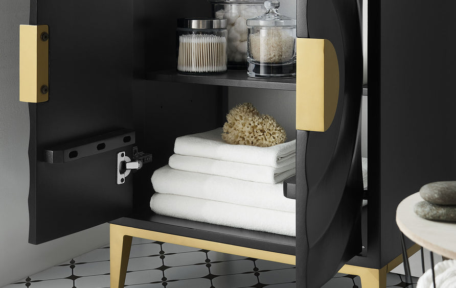 Cane 24" Wood Bathroom Vanity with Basin in White Black