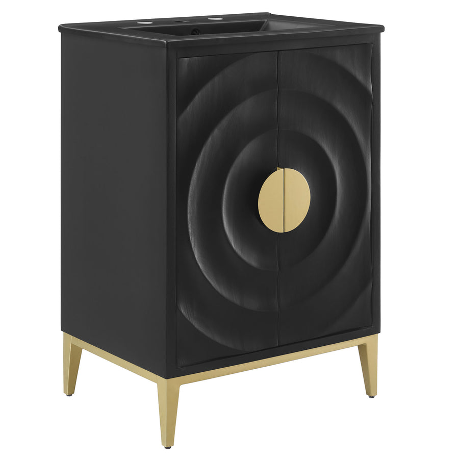 Cane 24" Wood Bathroom Vanity with Basin in Black Black