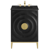 Cane 24" Wood Bathroom Vanity with Basin in Black Black