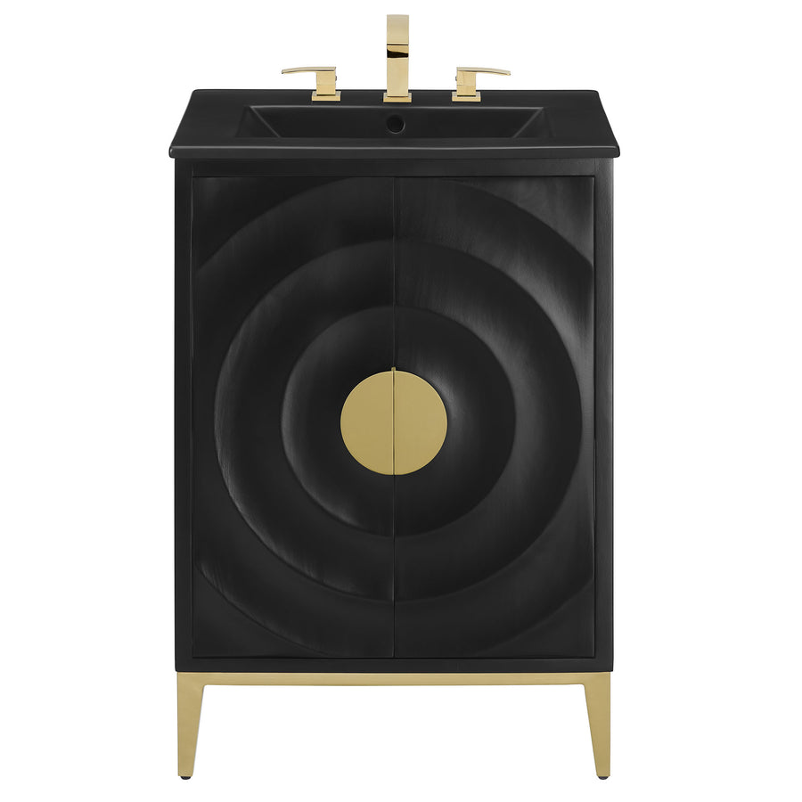 Cane 24" Wood Bathroom Vanity with Basin in Black Black