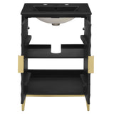 Cane 24" Wood Bathroom Vanity with Basin in Black Black