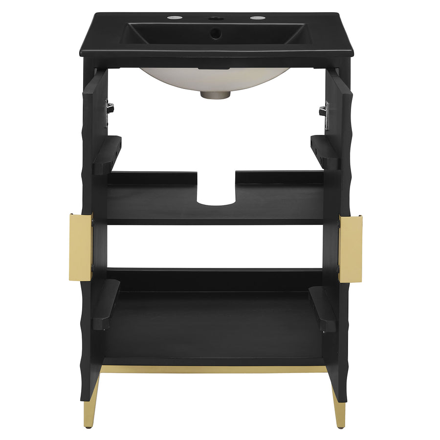 Cane 24" Wood Bathroom Vanity with Basin in Black Black