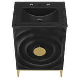 Cane 24" Wood Bathroom Vanity with Basin in Black Black