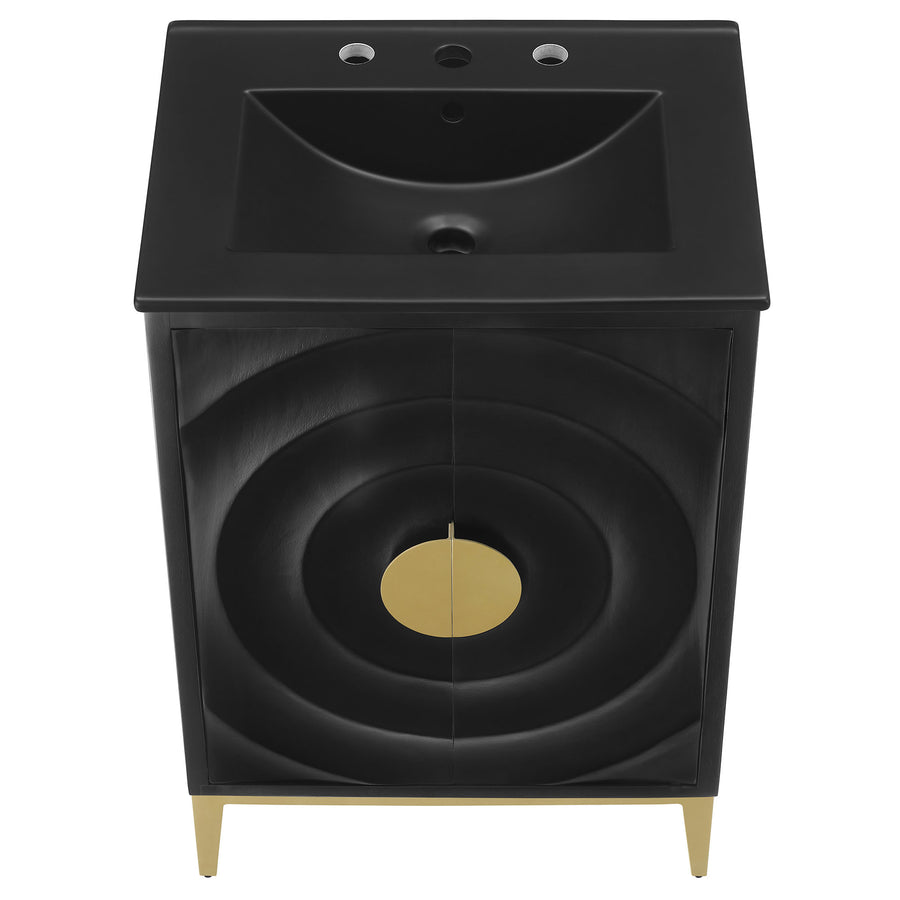 Cane 24" Wood Bathroom Vanity with Basin in Black Black