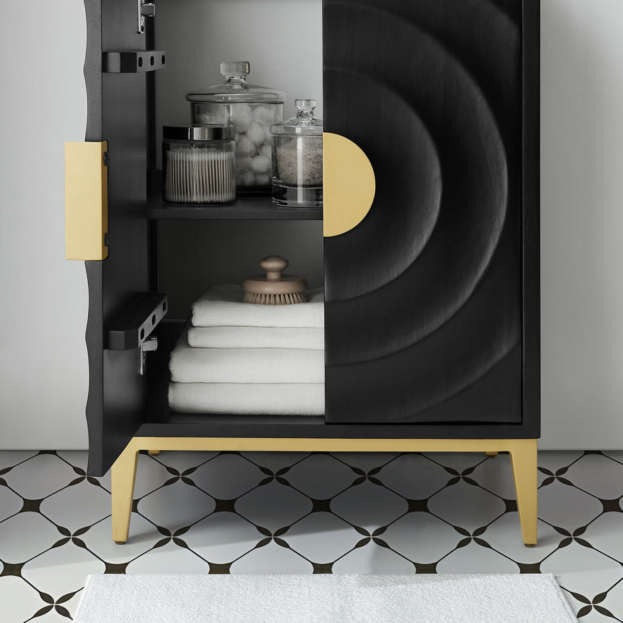 Cane 24" Wood Bathroom Vanity with Basin in Black Black