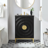 Cane 24" Wood Bathroom Vanity with Basin in Black Black