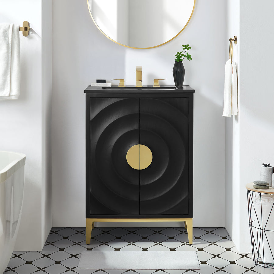 Cane 24" Wood Bathroom Vanity with Basin in Black Black