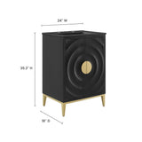 Cane 24" Wood Bathroom Vanity with Basin in Black Black