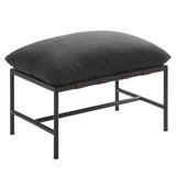 Claret Outdoor Patio Boucle Ottoman in Charcoal