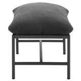 Claret Outdoor Patio Boucle Ottoman in Charcoal
