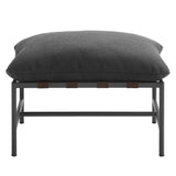 Claret Outdoor Patio Boucle Ottoman in Charcoal