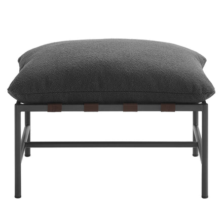 Raya Outdoor Patio Boucle Ottoman in Charcoal