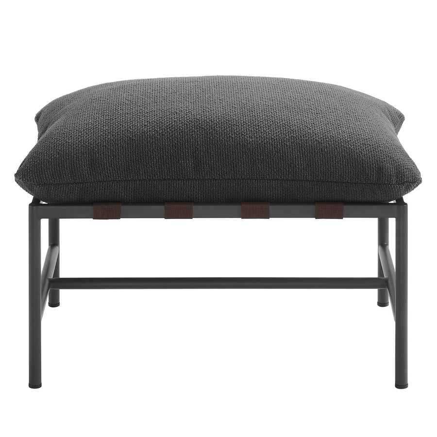 Claret Outdoor Patio Boucle Ottoman in Charcoal