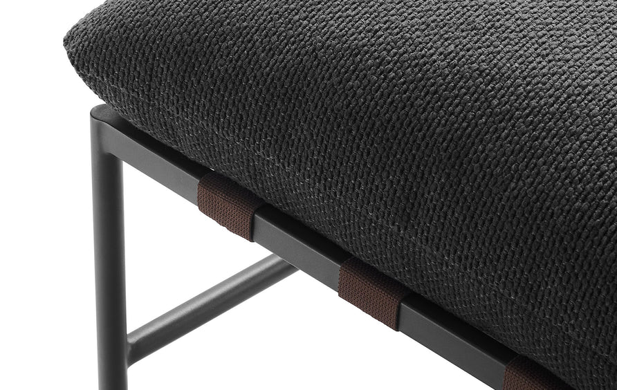 Claret Outdoor Patio Boucle Lounge Chair and Ottoman in Charcoal