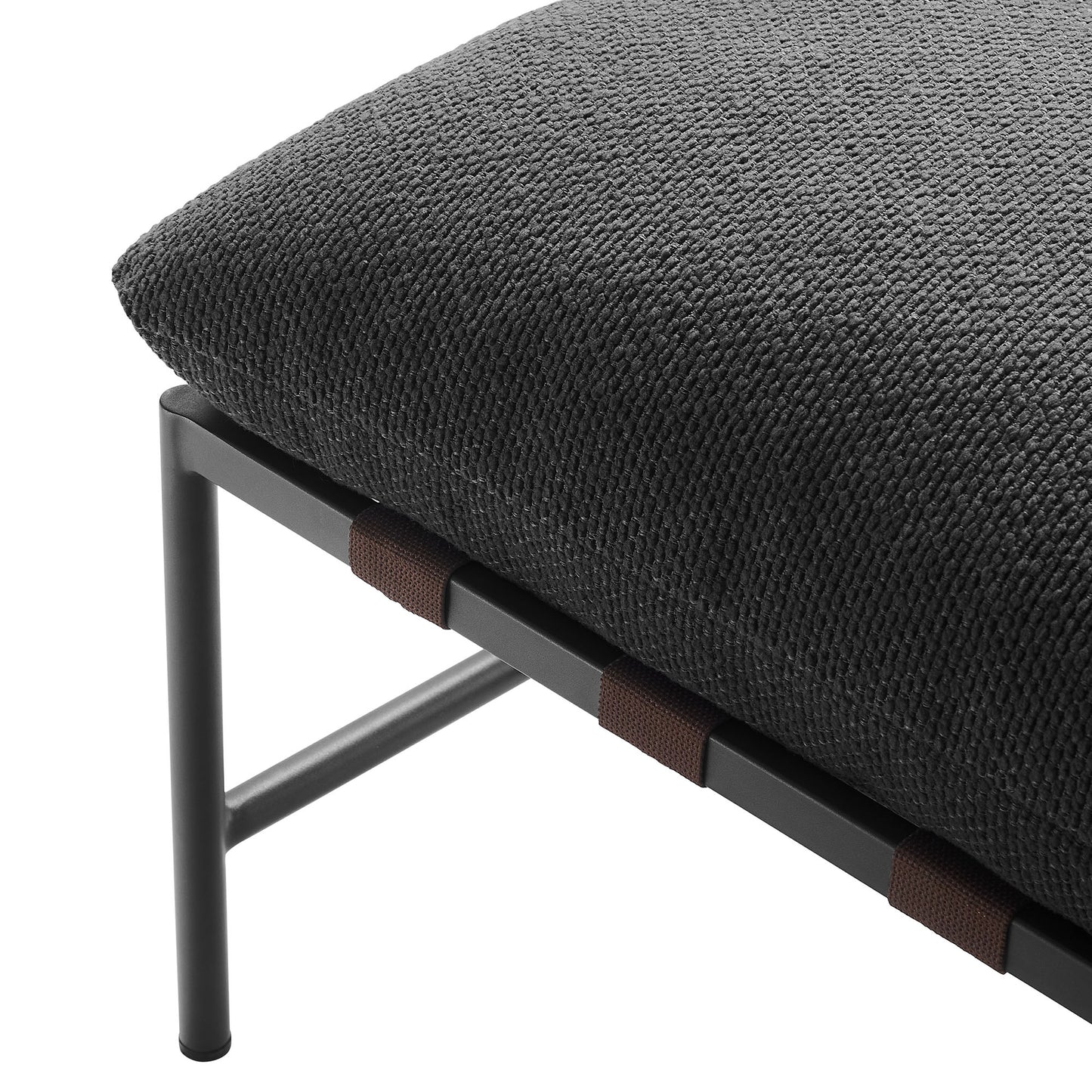 Claret Outdoor Patio Boucle Lounge Chair and Ottoman in Charcoal