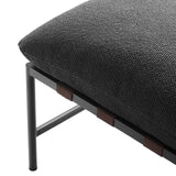 Claret Outdoor Patio Boucle Lounge Chair and Ottoman in Charcoal