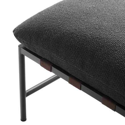 Raya Outdoor Patio Boucle Lounge Chair and Ottoman in Charcoal