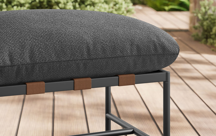 Claret Outdoor Patio Boucle Ottoman in Charcoal