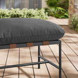 Claret Outdoor Patio Boucle Ottoman in Charcoal
