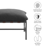 Claret Outdoor Patio Boucle Ottoman in Charcoal