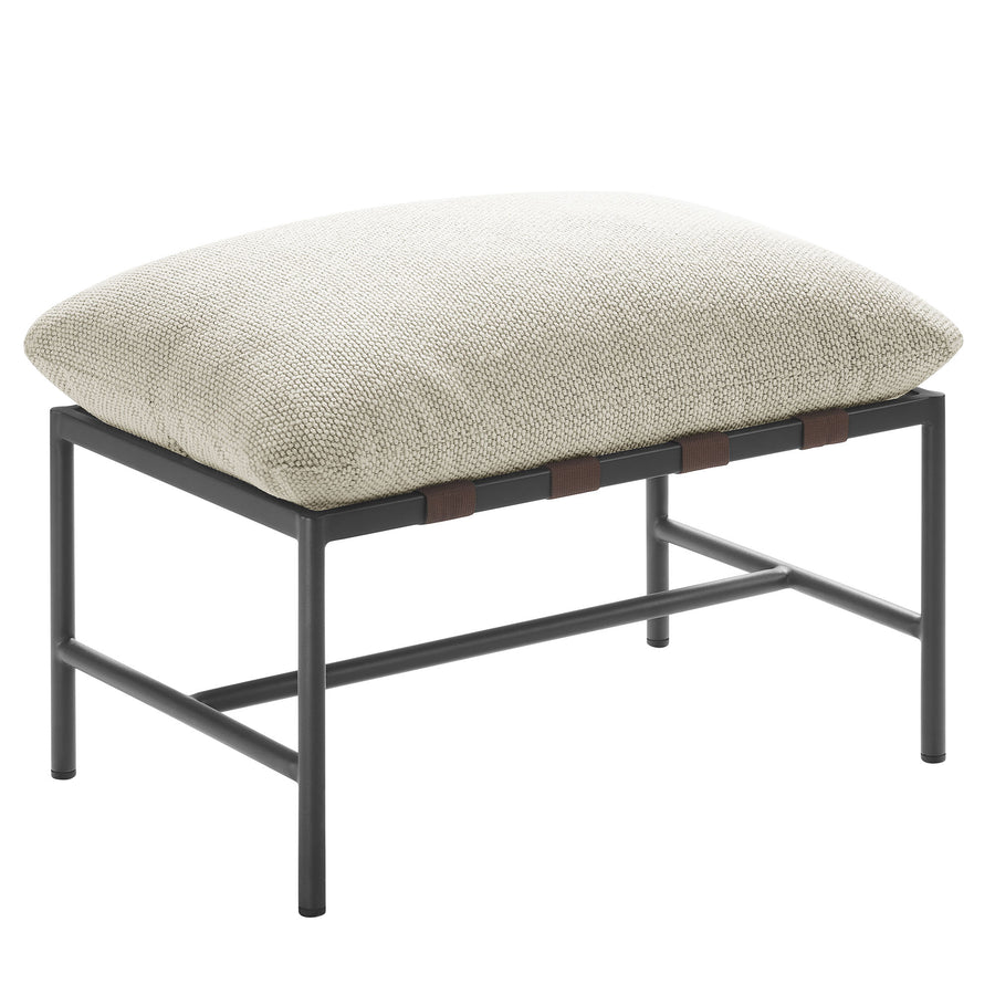 Claret Outdoor Patio Boucle Ottoman in Ivory