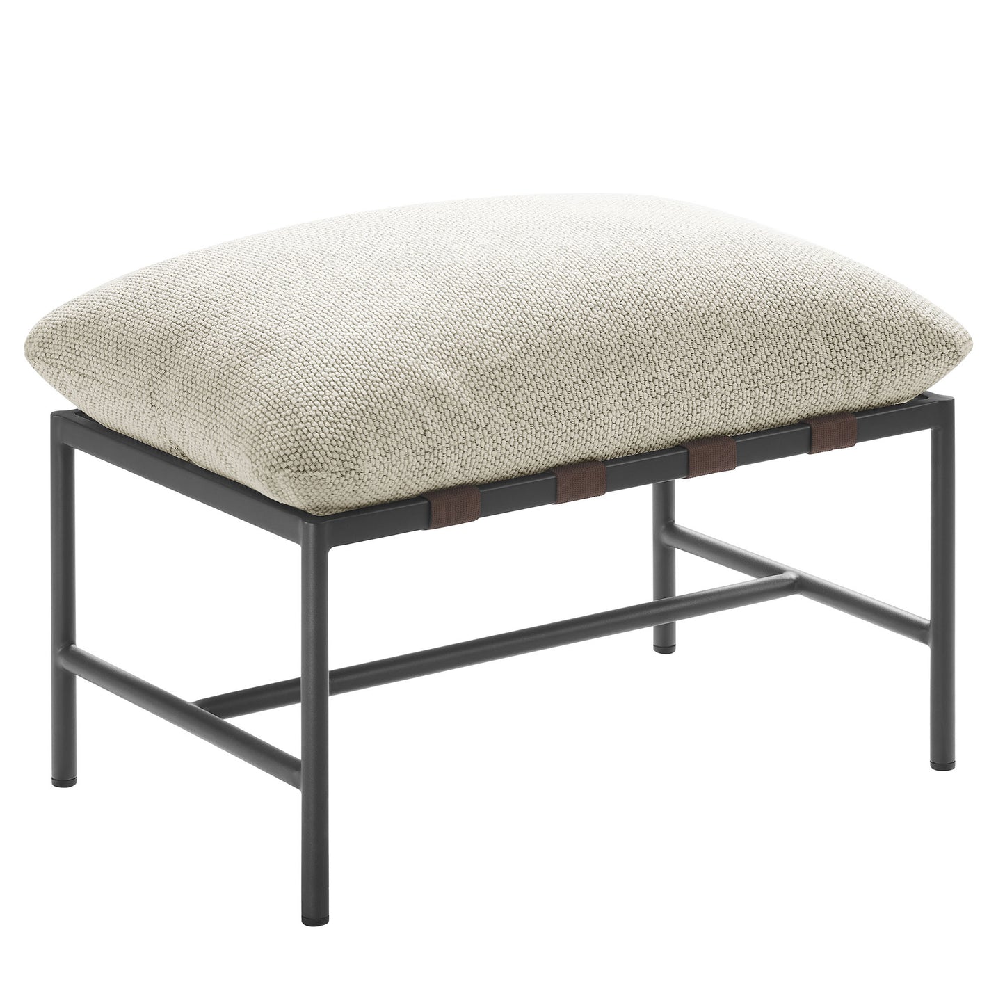 Claret Outdoor Patio Boucle Lounge Chair and Ottoman in Ivory