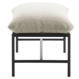 Claret Outdoor Patio Boucle Ottoman in Ivory