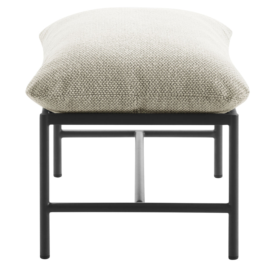 Claret Outdoor Patio Boucle Ottoman in Ivory