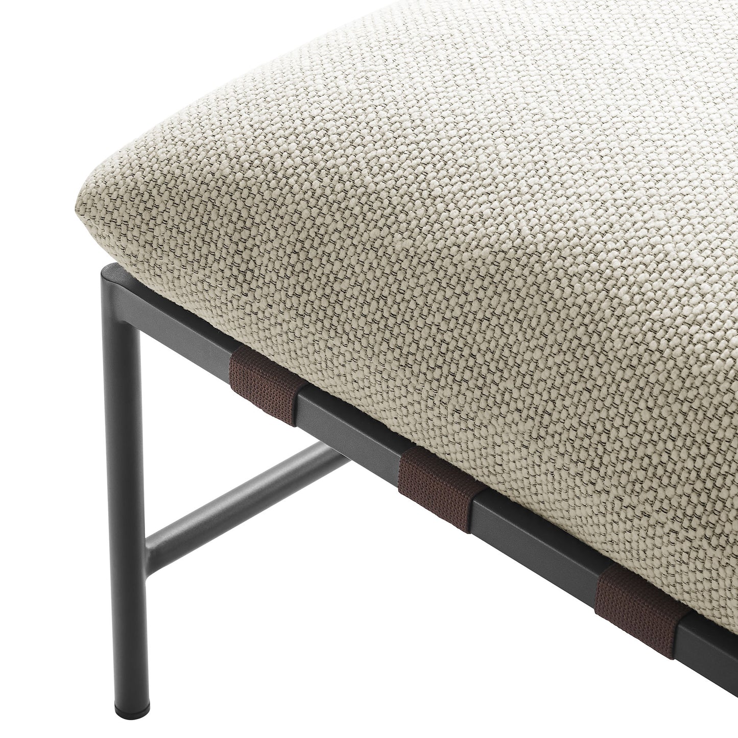 Claret Outdoor Patio Boucle Lounge Chair and Ottoman in Ivory