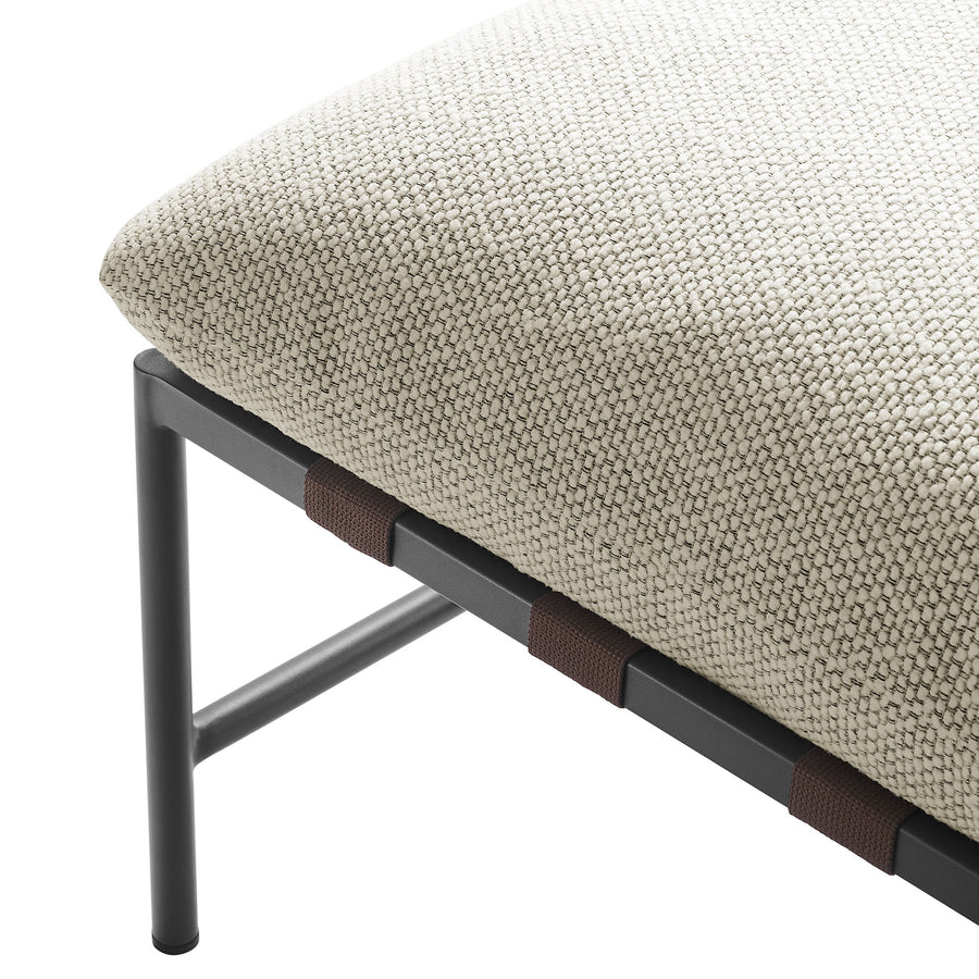 Claret Outdoor Patio Boucle Lounge Chair and Ottoman in Ivory