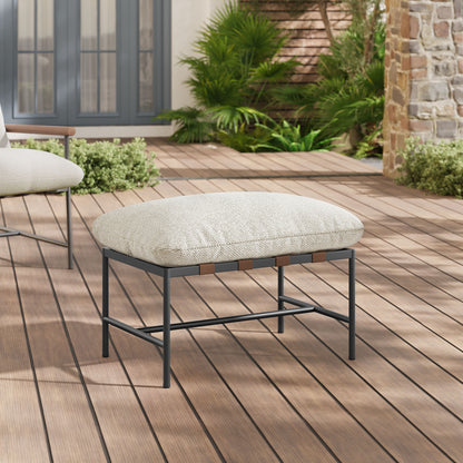 Raya Outdoor Patio Boucle Ottoman by Furniture For America
