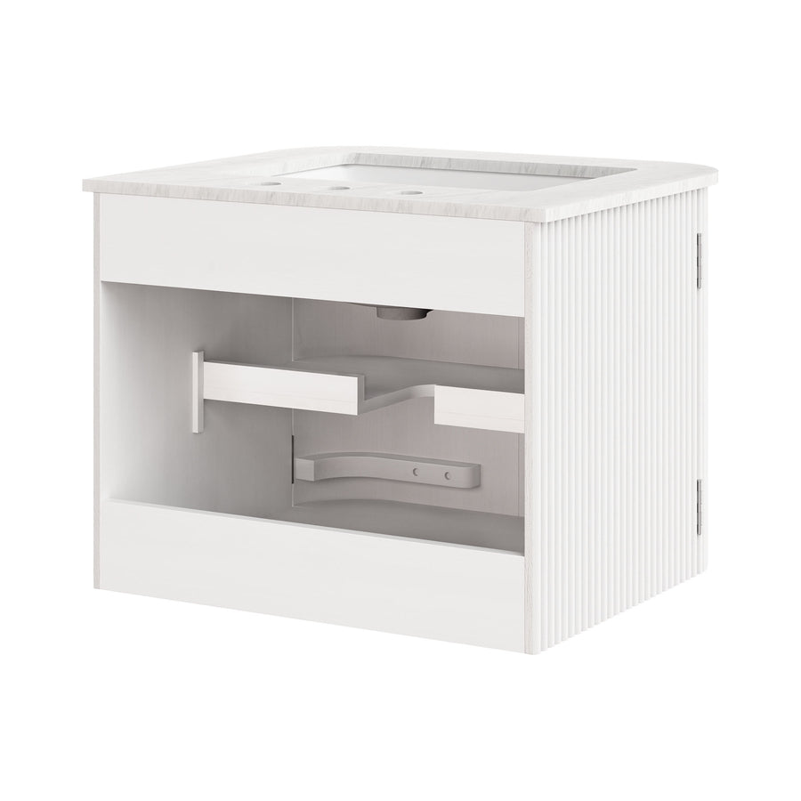 Paloma 24" Wall-Mount Bathroom Vanity with Marble Sink in Ivory