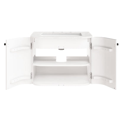 Zia 24" Wall-Mount Bathroom Vanity with Marble Sink by Furniture For America