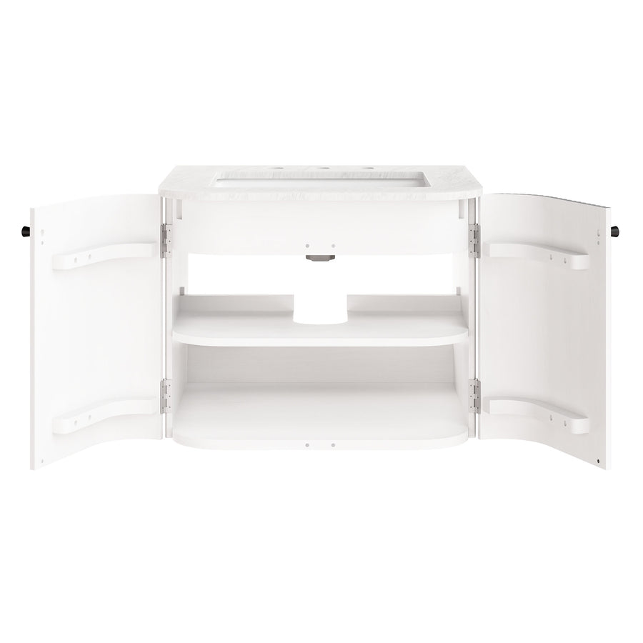 Paloma 24" Wall-Mount Bathroom Vanity with Marble Sink in Ivory