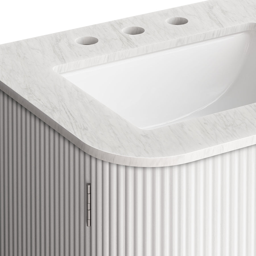 Paloma 24" Wall-Mount Bathroom Vanity with Marble Sink in Ivory