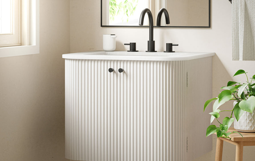 Paloma 24" Wall-Mount Bathroom Vanity with Marble Sink in Ivory