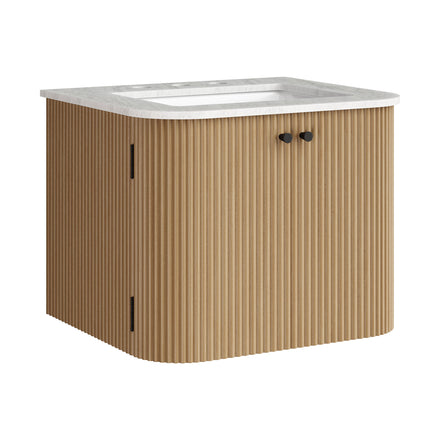 Zia 24" Wall-Mount Bathroom Vanity with Marble Sink in Natural