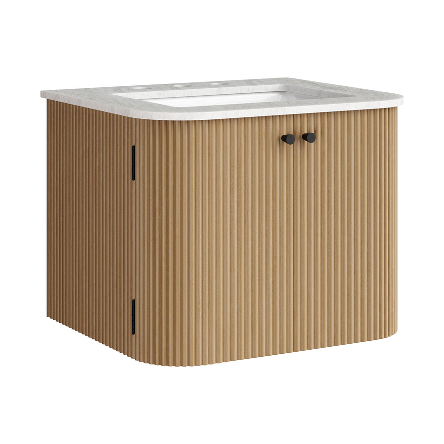 Paloma 24" Wall-Mount Bathroom Vanity with Marble Sink in Natural