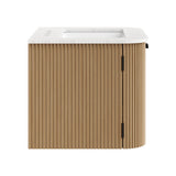 Paloma 24" Wall-Mount Bathroom Vanity with Marble Sink in Natural
