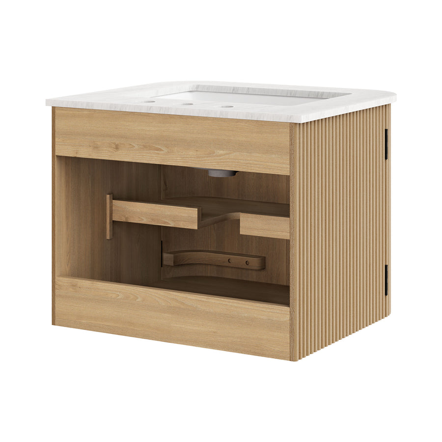 Paloma 24" Wall-Mount Bathroom Vanity with Marble Sink in Natural