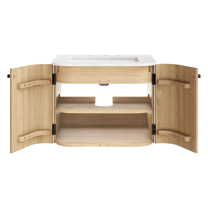 Zia 24" Wall-Mount Bathroom Vanity with Marble Sink by Furniture For America