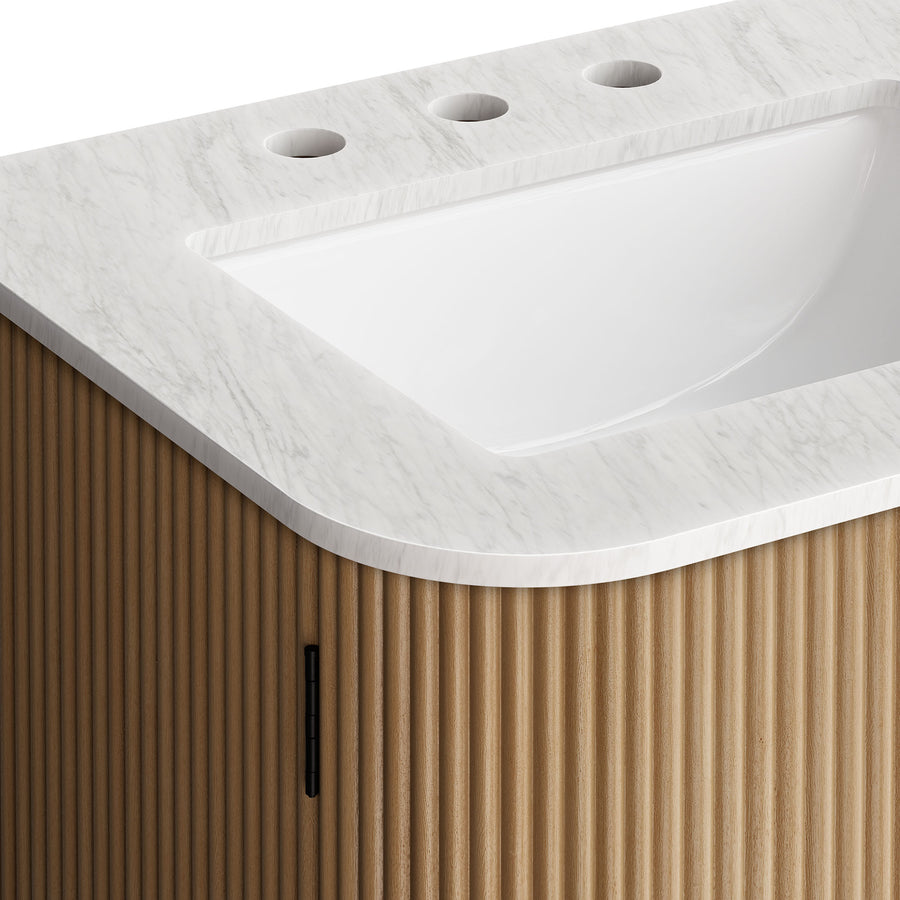 Paloma 24" Wall-Mount Bathroom Vanity with Marble Sink in Natural