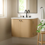 Paloma 24" Wall-Mount Bathroom Vanity with Marble Sink in Natural