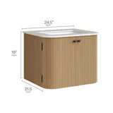 Paloma 24" Wall-Mount Bathroom Vanity with Marble Sink in Natural