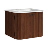 Paloma 24" Wall-Mount Bathroom Vanity with Marble Sink in Walnut